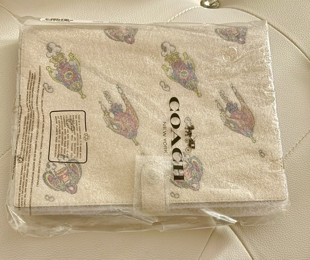 NEW Coach Rocket Print Chalk Multi Refined Pebble Leather Notebook Journal