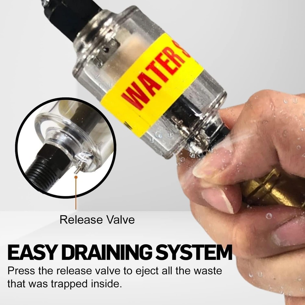 Compact Air Tool Moisture Protector with Push Button Eject - 1/4" NPT Design