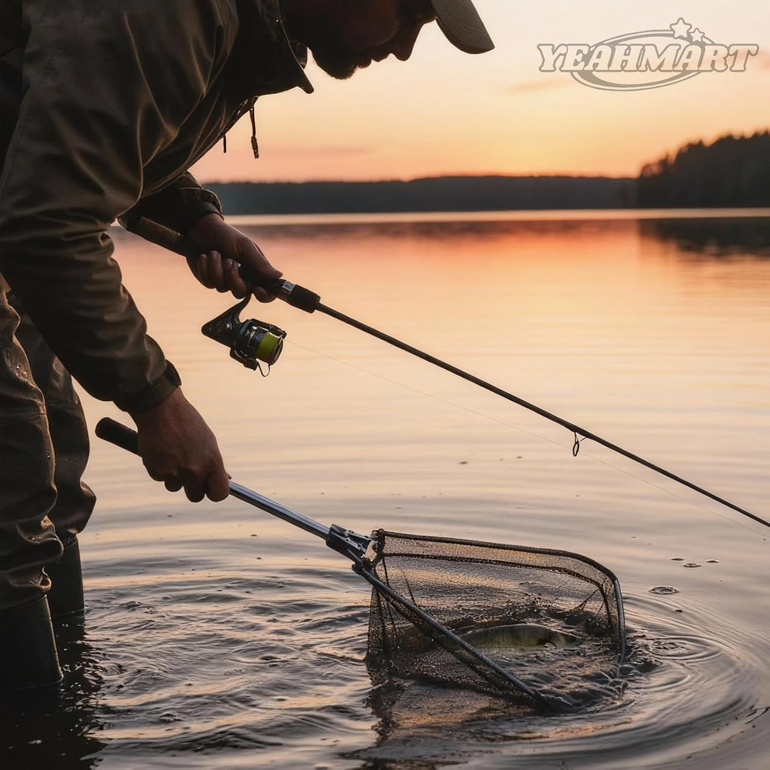 Fishing Net Minnow Nets with Aluminum Collapsible Telescopic Fishing Pole Handle