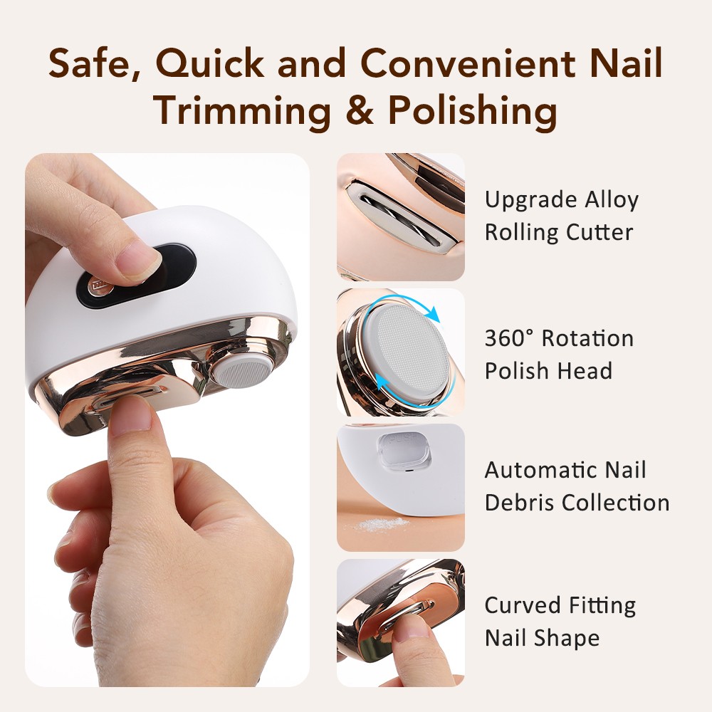 Automatic Electric Toe Nail Clippers Trimmer LED Light with 3 Adjustable Speeds