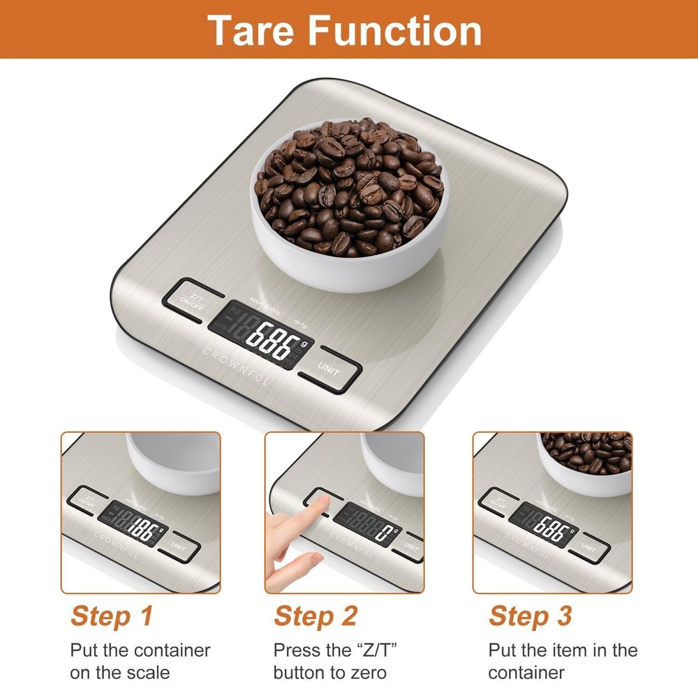 Compact 11 lb Kitchen Scale with LCD Display & Tare Function - Ideal for Cooking