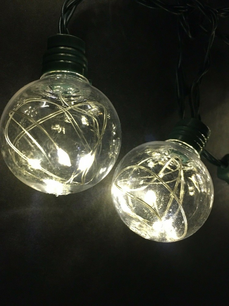 Garden Lights 10 Globe Sphere Wire LED Battery Timer Indoor/ Outdoor String 6 ft