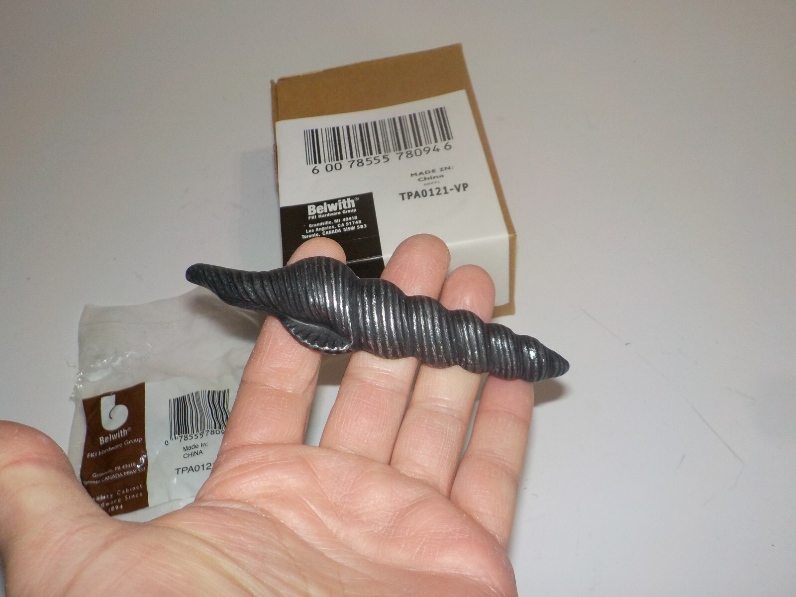 BOX OF 10 Belwith Whimsical 5" Vibra Pewter Shell Cabinet Pulls NOS TPA0121-VP