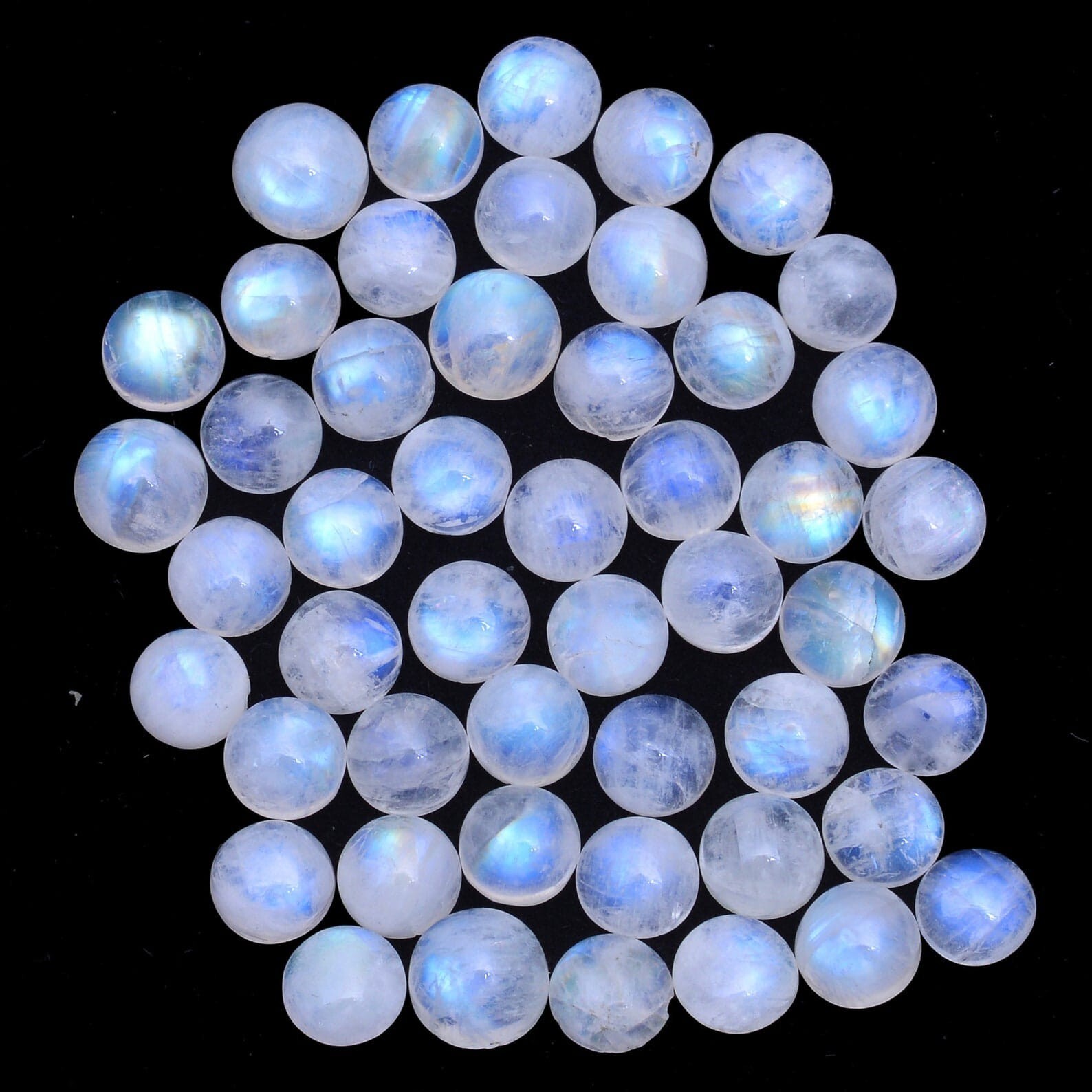 NATURAL RAINBOW MOONSTONE ROUND CABOCHON LOOSE GEMSTONE WHOLESALE LOT