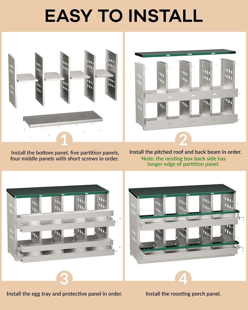 Metal Chicken Nesting Box for Laying Eggs Rustproof Wall-mountable Laying Boxes