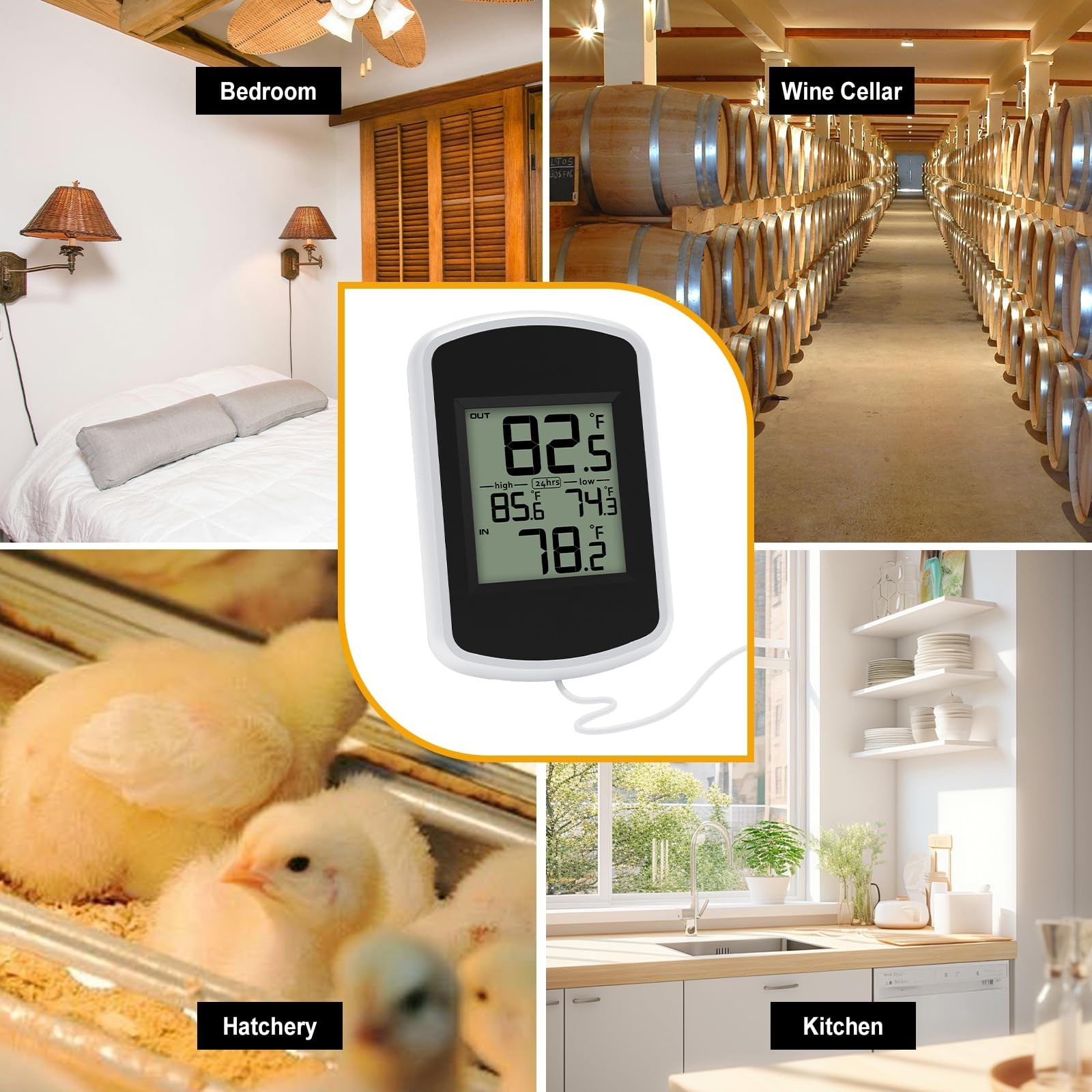 Wired Digital Indoor Outdoor Thermometer Room Thermometer Indoor with Min/Max...