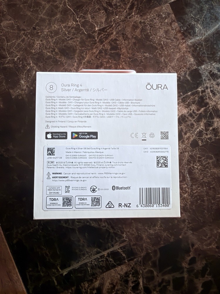 Oura Ring Generation 3 Activity Tracker - Silver Size 8