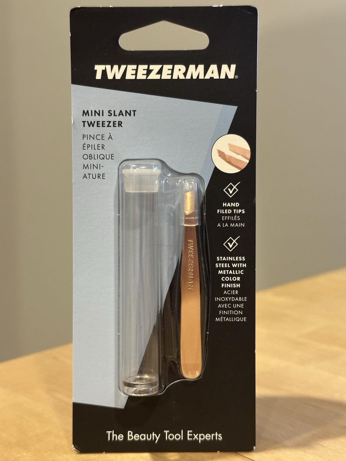 Tweezerman Mini Slant Tweezer With Case Rose Gold Free Shipping