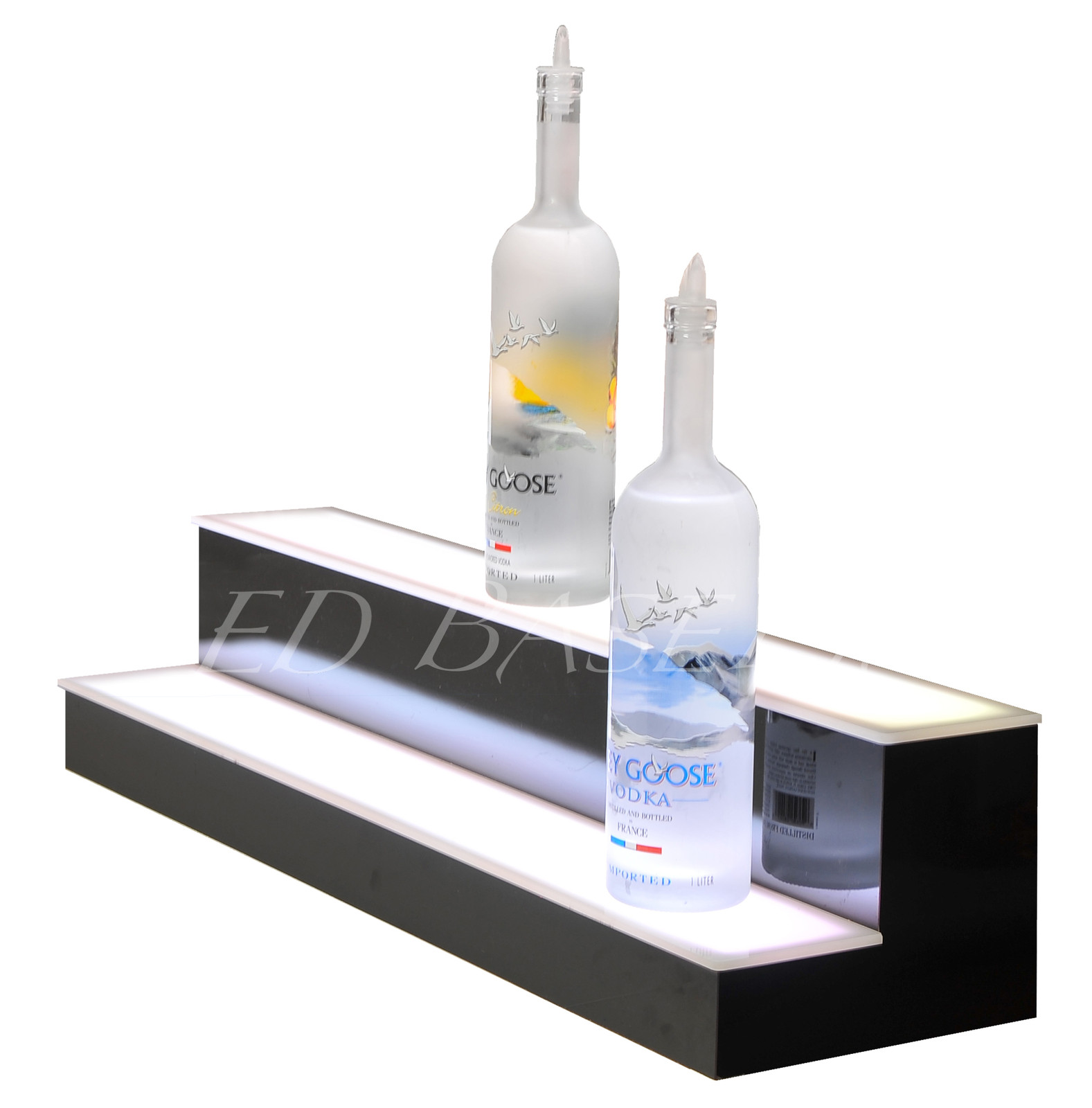 31" 2 Step LED Lighted Back Home Bar Glowing Liquor Bottle Shelf Display Stand