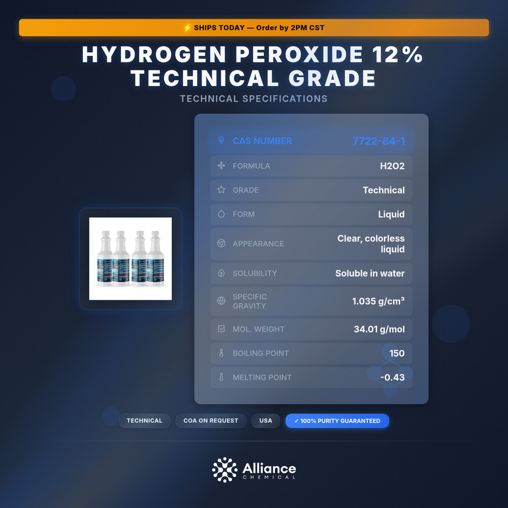 Hydrogen Peroxide 12% Technical Grade - 4 Quarts