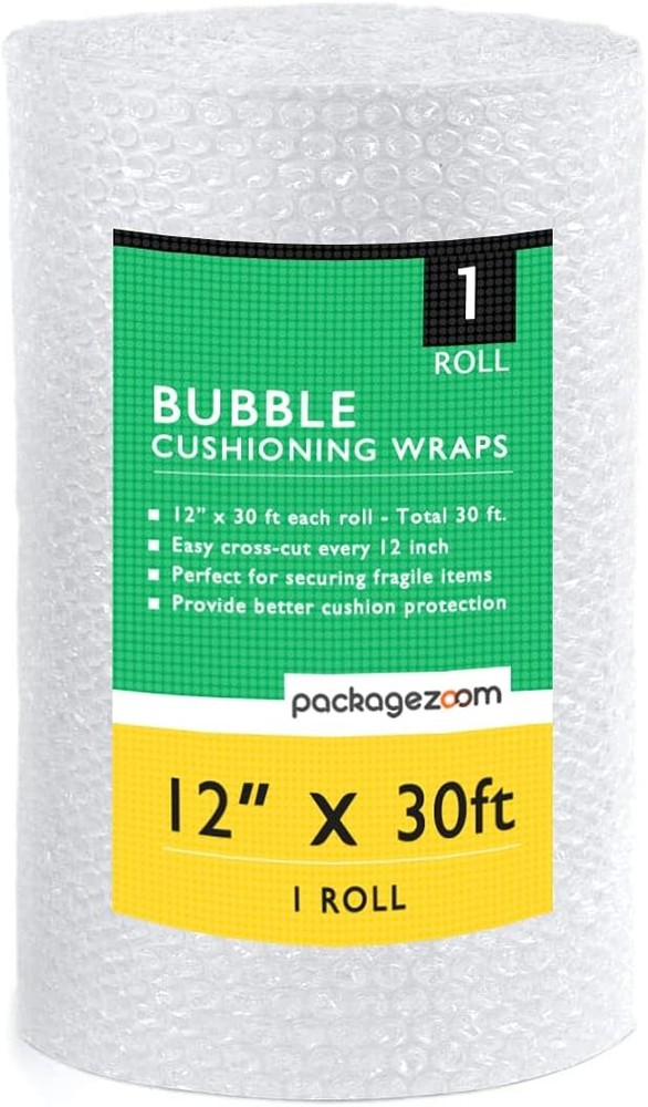 Bubble Cushioning Wrap 12"x30' Perforated Protective Packing