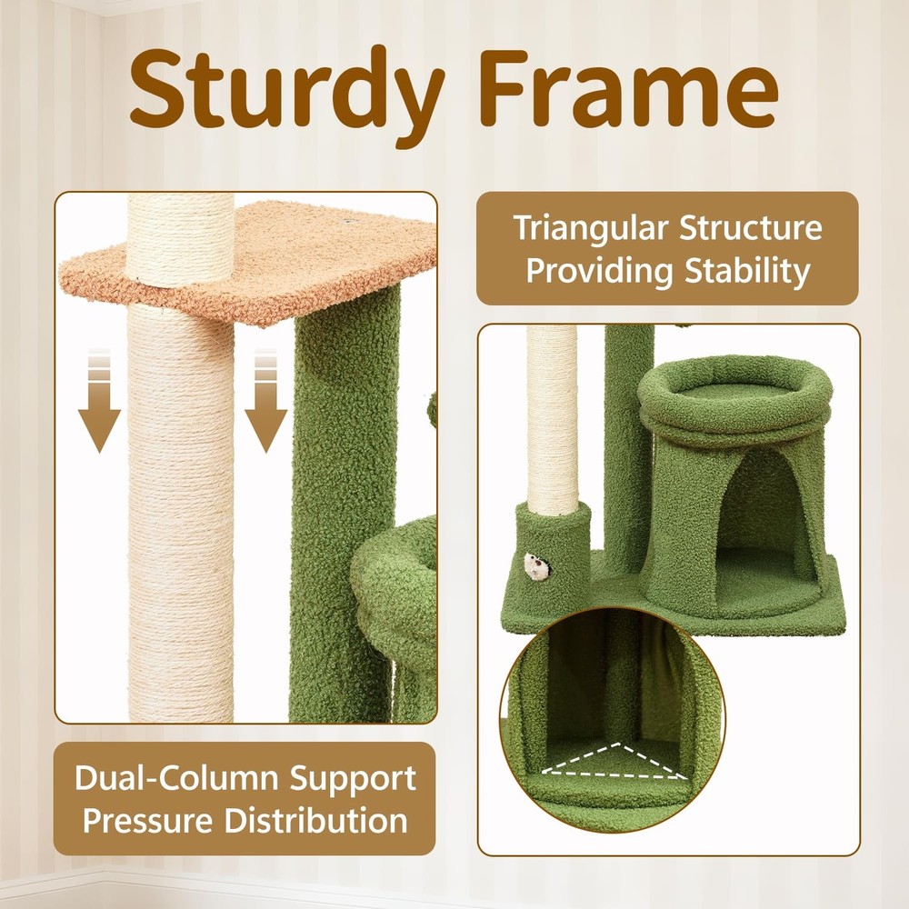 Cat Tree Tower Scratching Post Stand for Indoor, 41" Compact Palm Tree Kitten...