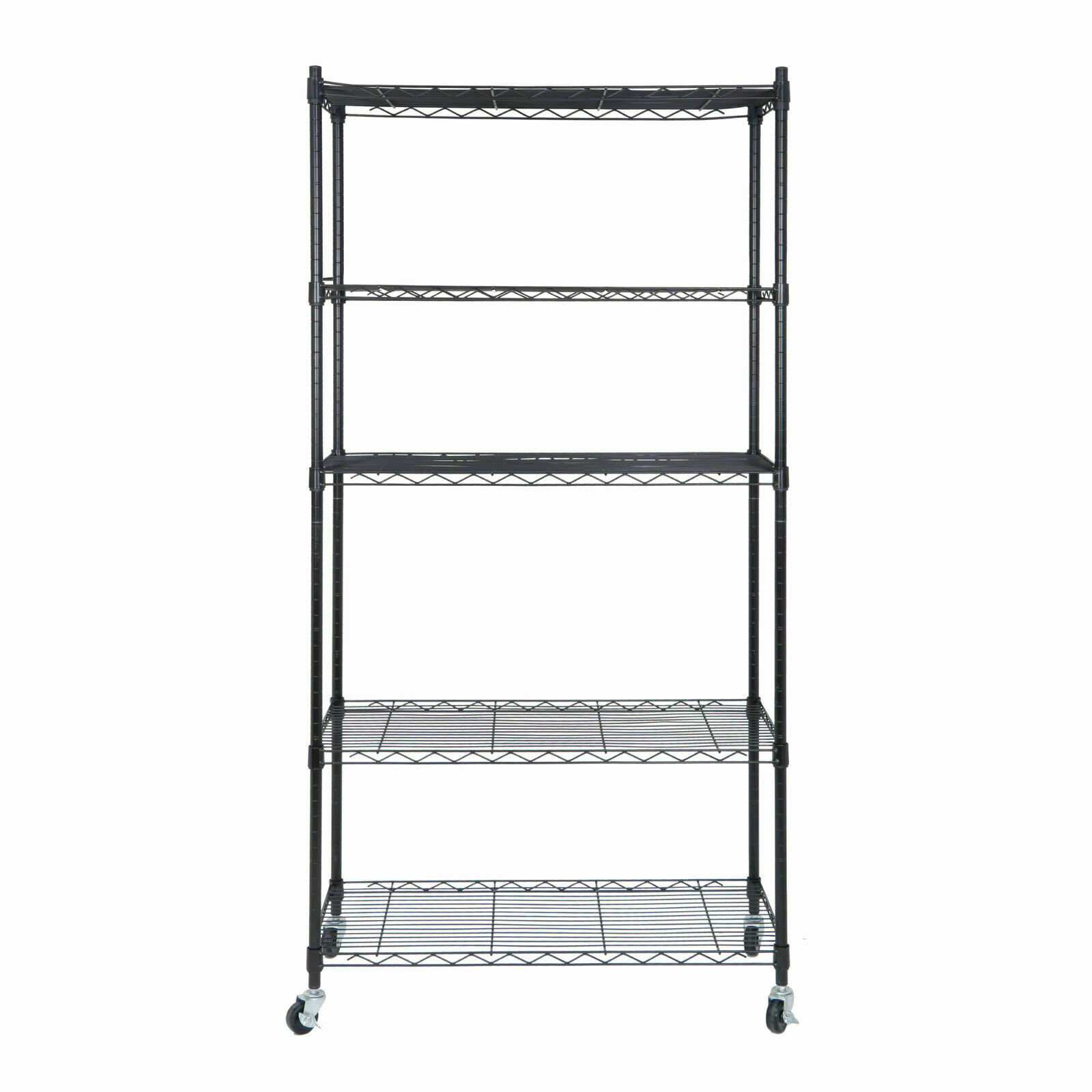 2PCS 5-Tier Shelves Wire Unit Rack Large Space Storage Rolling with 8 Casters