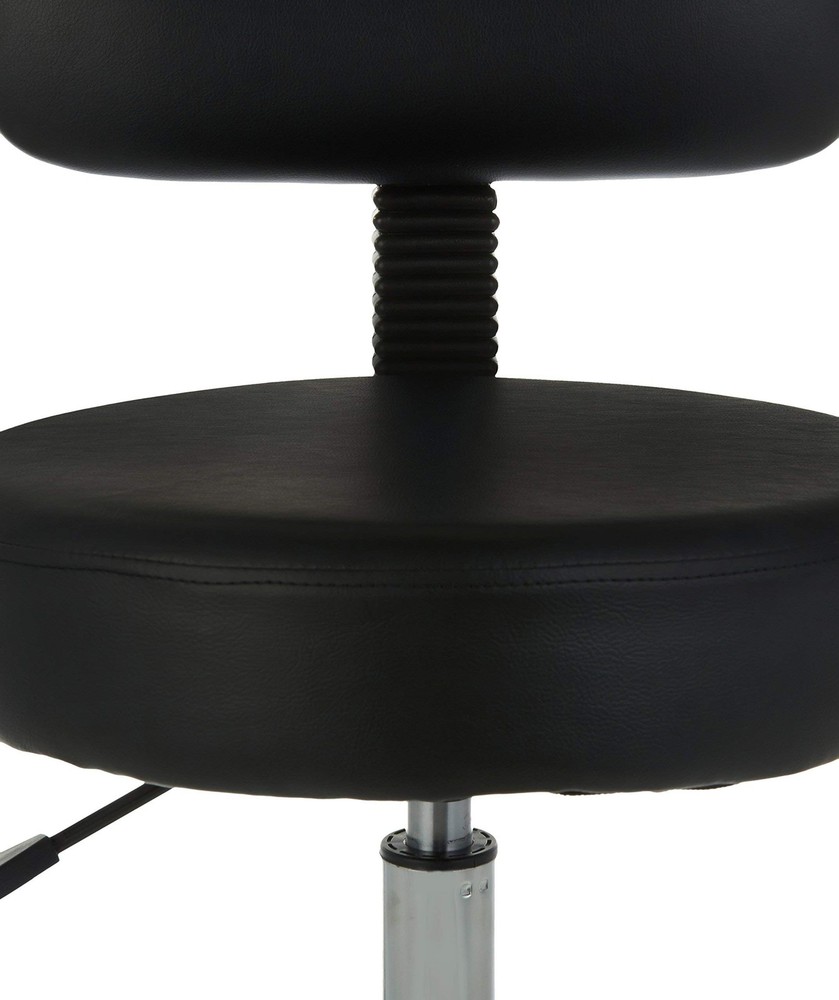 Amazon Basics Drafting Spa Bar Stool w/ Back Support & Wheels - Black