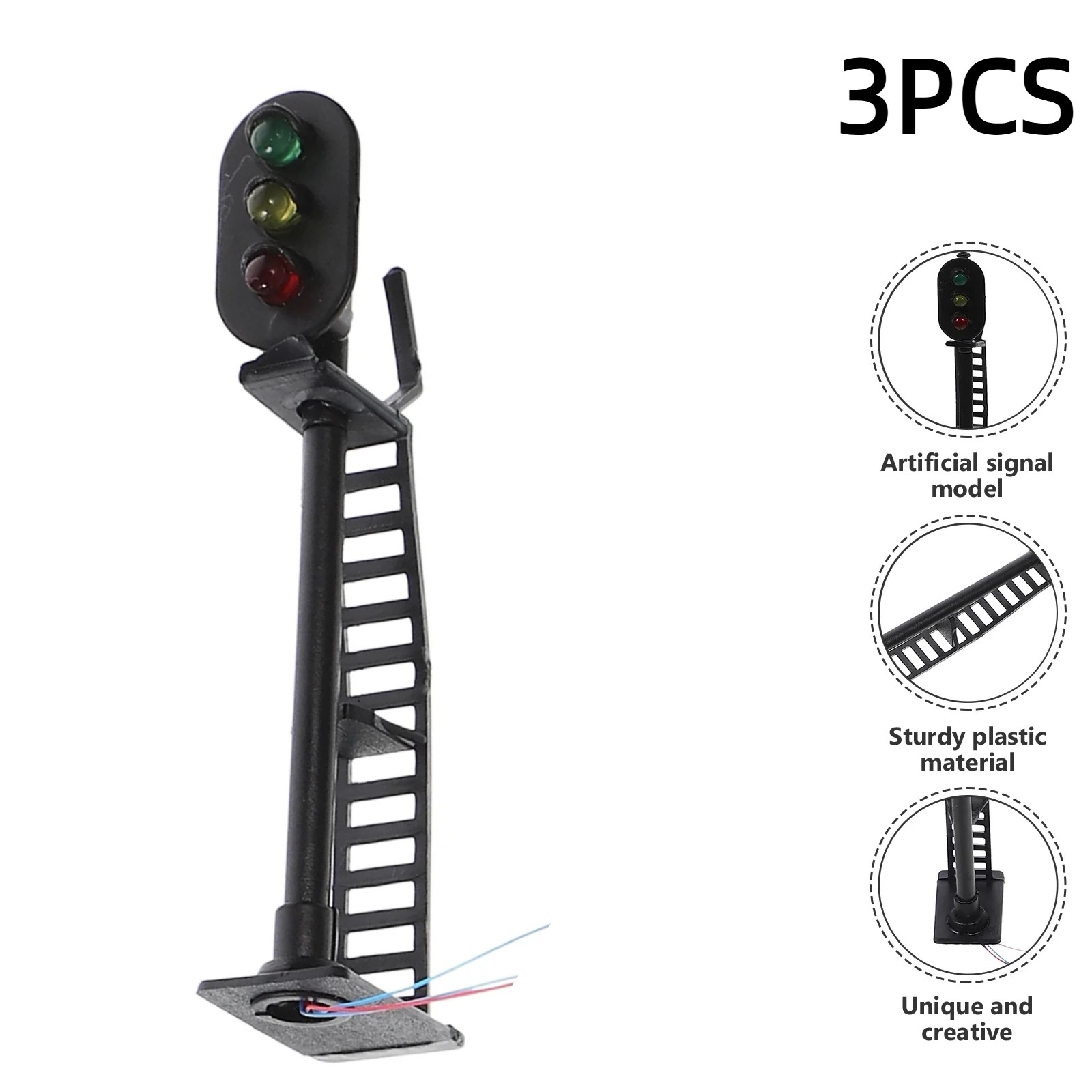 3PCS 2.75inch Model Railway HO Scale 1:87 Signals Black Signal Lights Lamps US