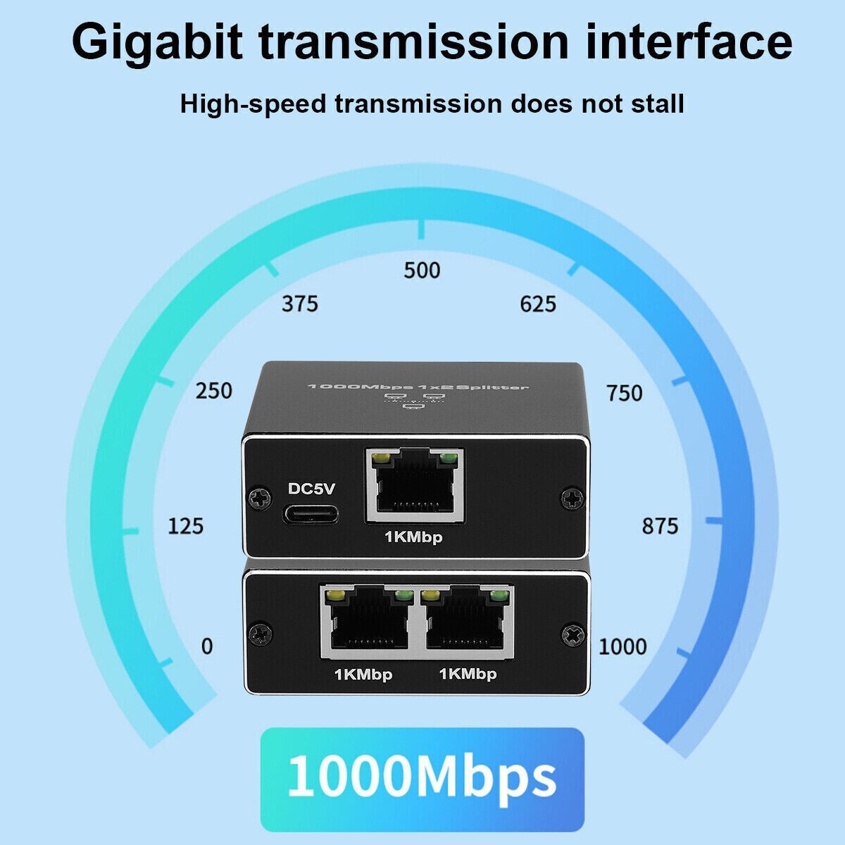 RJ45 Gigabit Ethernet Splitter 1000Mbps LAN Network Internet 1 to 2 Out Adapter