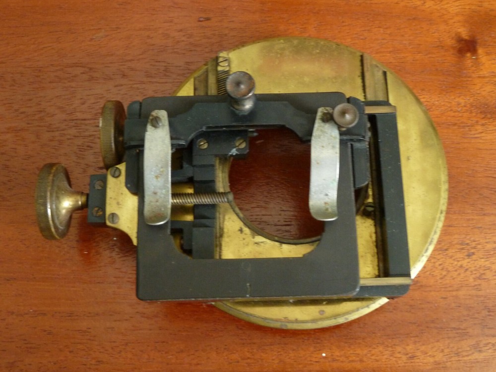 Antique Brass Rotating Mechanical Stage for Watson Van Heurck Microscope c1910