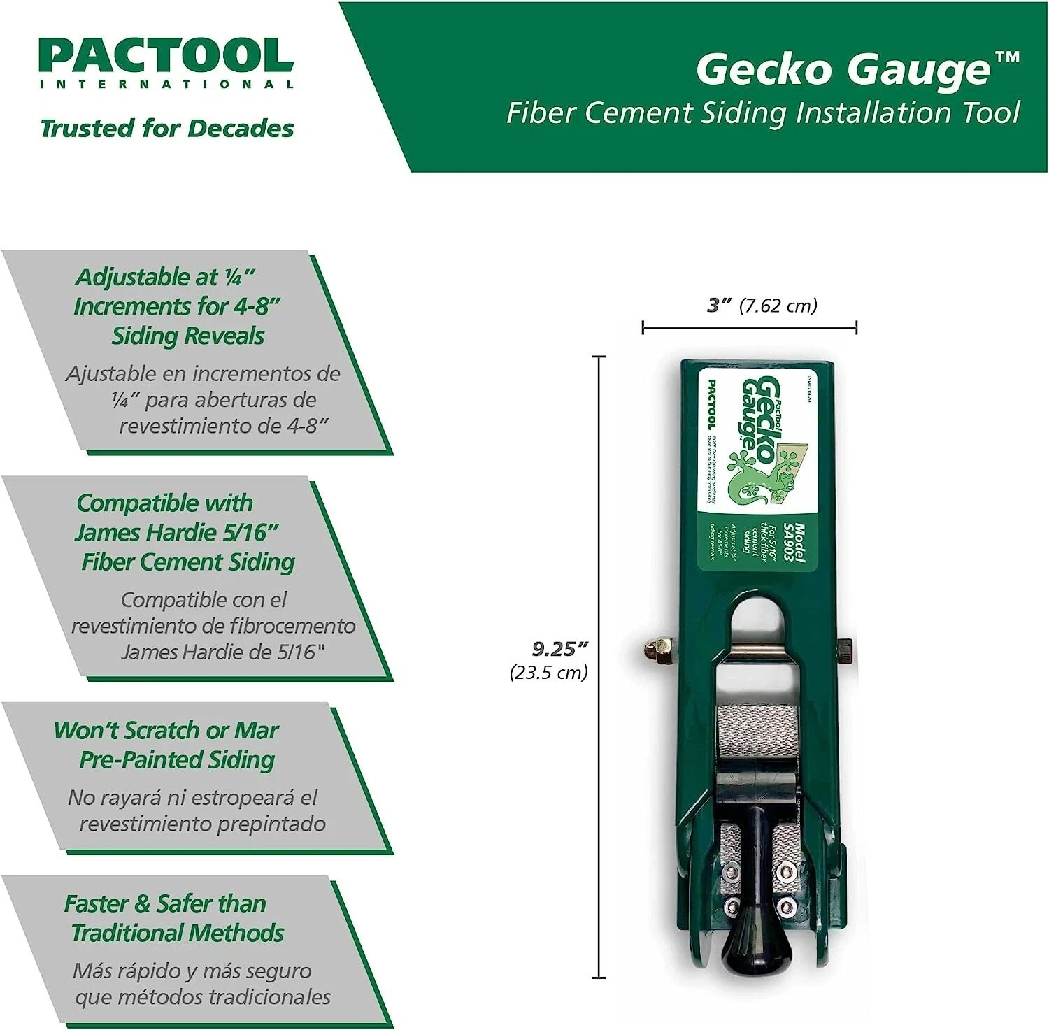 PacTool SA903 Gecko Gauge Siding Mounting Kit - For Use with 5/16-Inch Fiber Cem