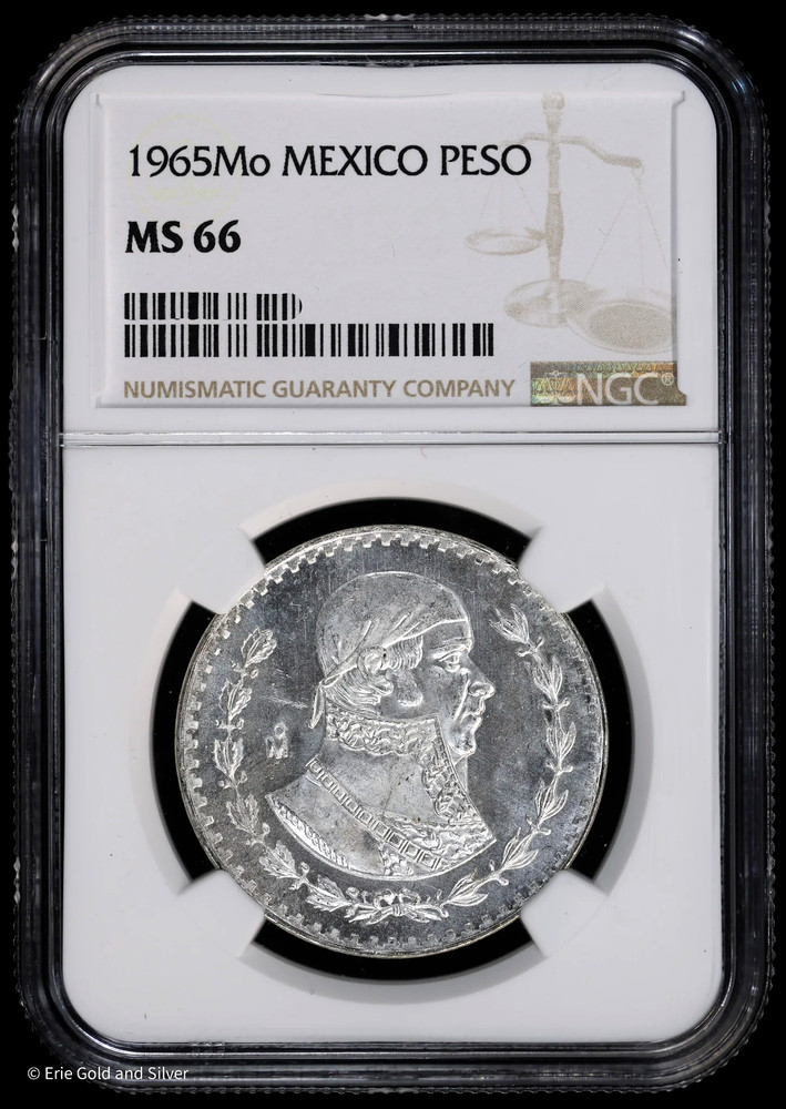 1965-Mo Mexico Silver Peso NGC MS 66