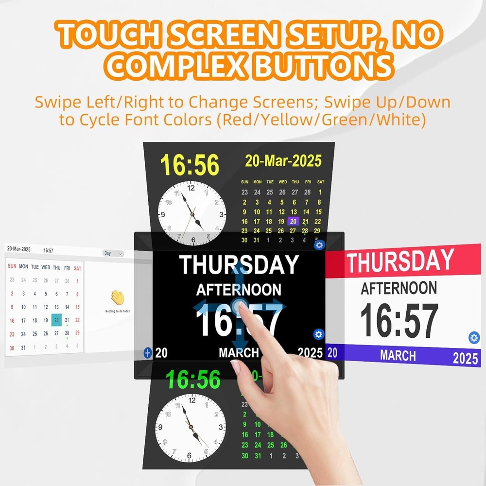 10.1-inch touchscreen digital clock, specially designed for the elderly.