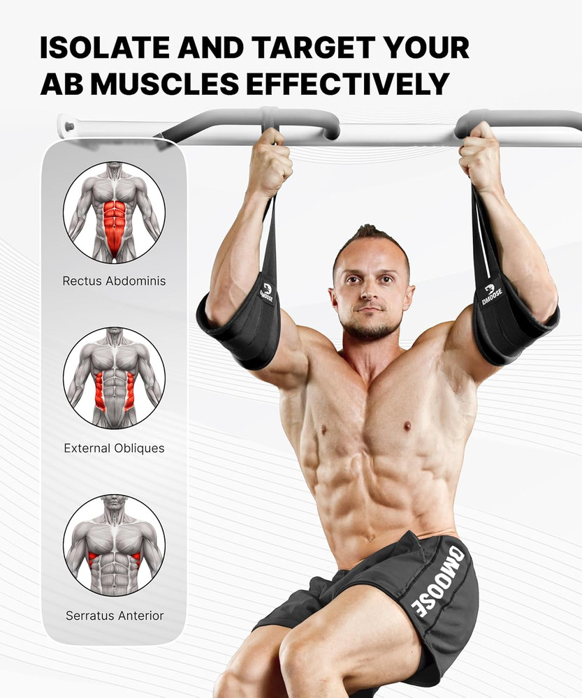 Hanging Ab Straps for Pull Up Bar & Core Strength Training - Soft Padded Exercis