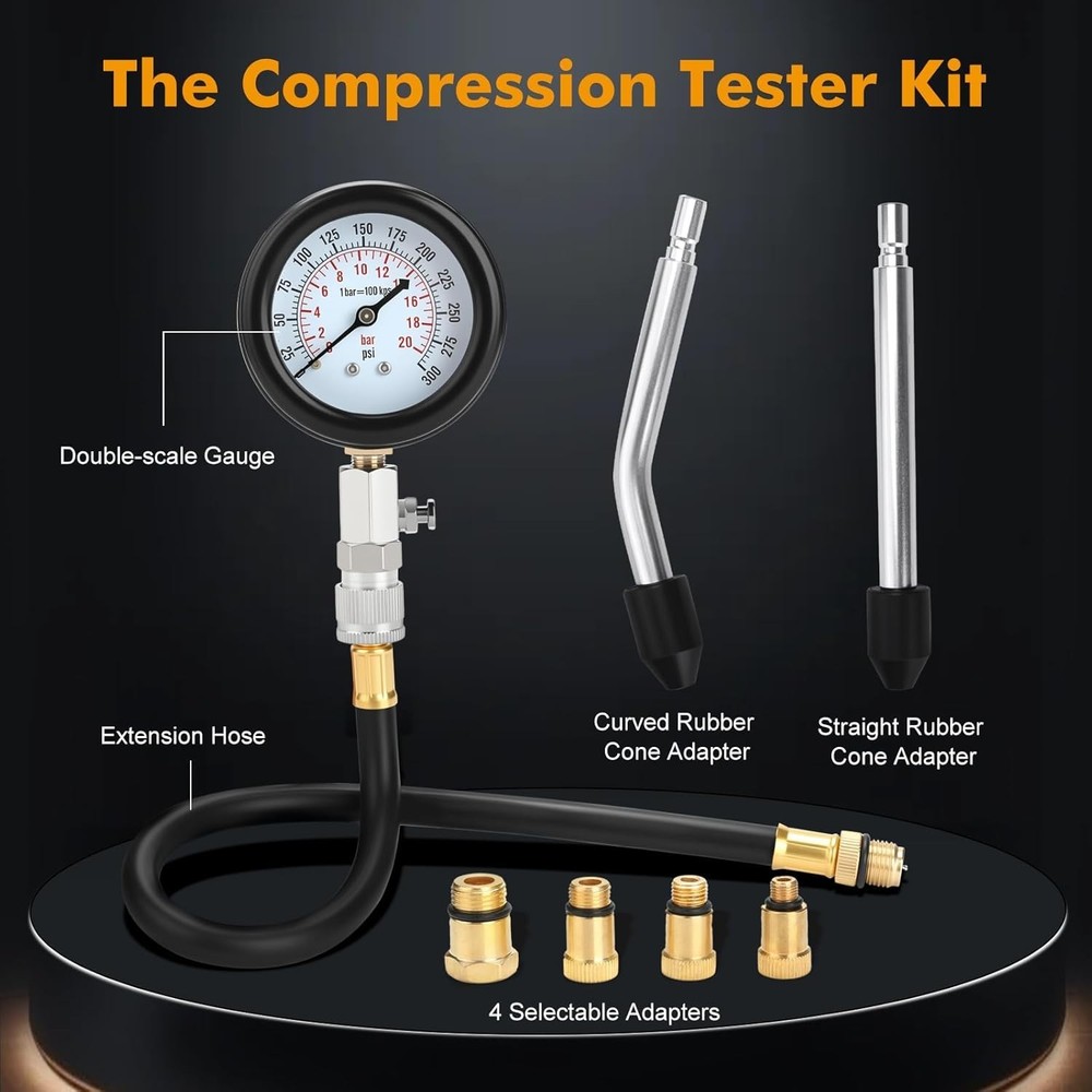 Ultimate 8-Piece Petrol Engine Compression Kit - Easy & Accurate Results