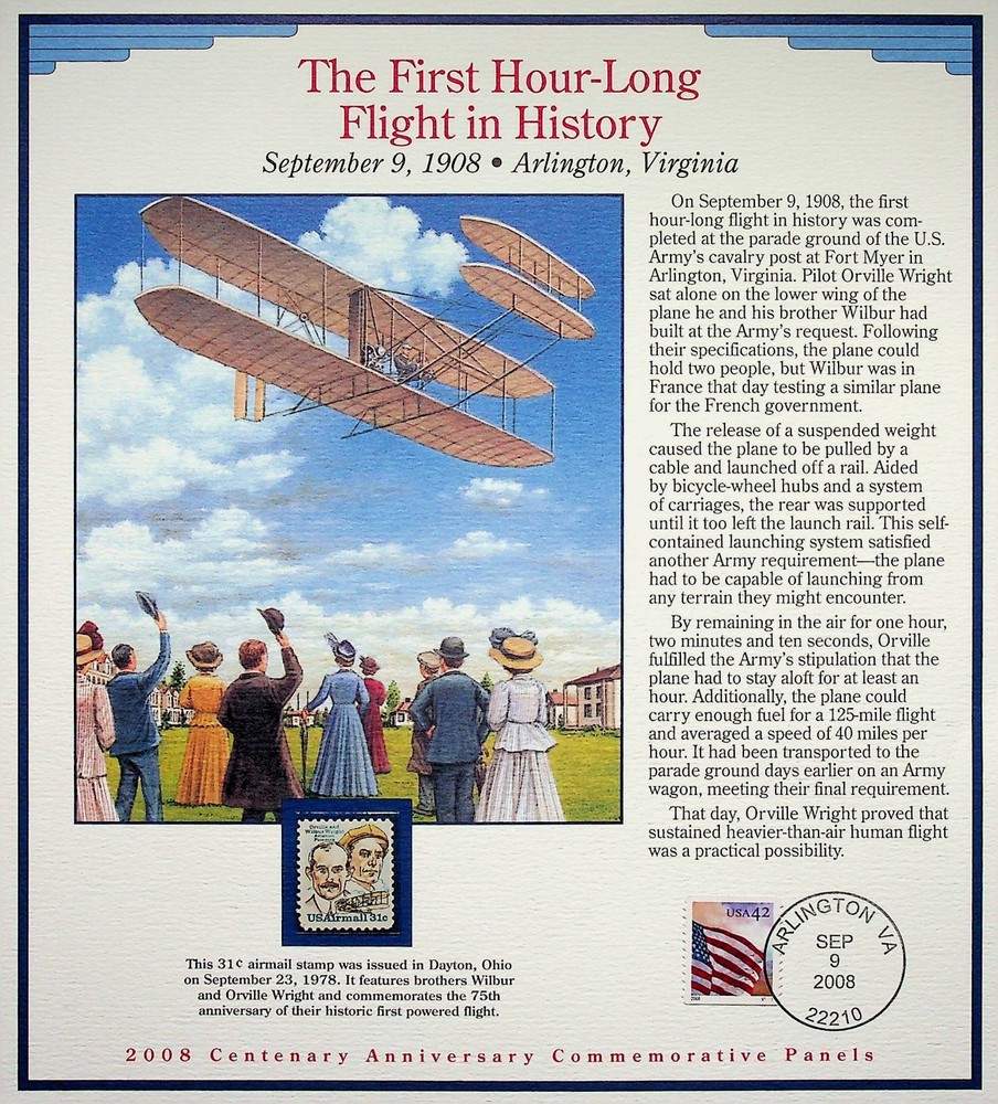 First Hour-Long Flight Stamp Panel • 2008 Centenary Commemorative