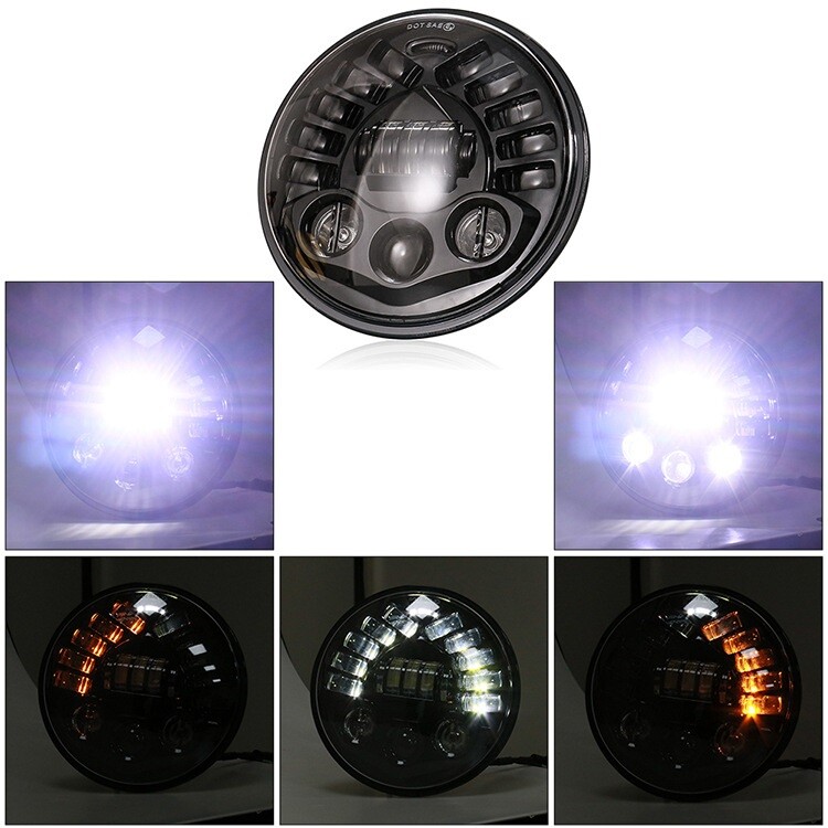 Motorcycle Accessories Modified LED Front Headlight Suitable for Harley 7 Inches