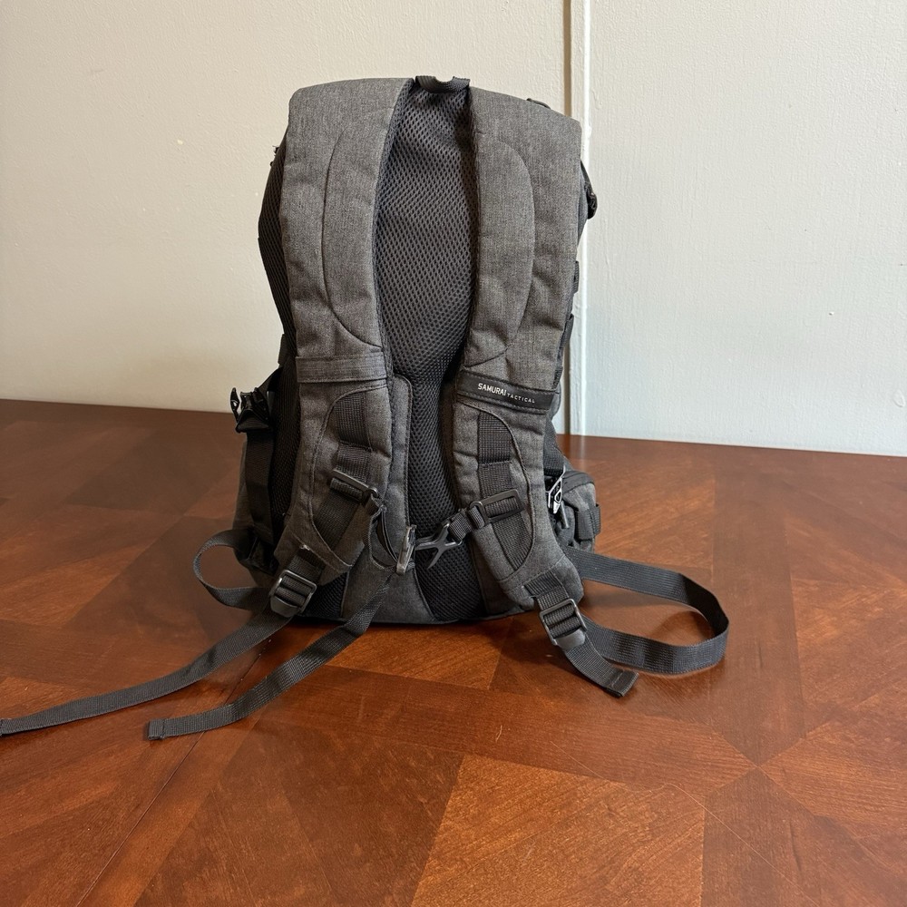 Samurai Tactical Black Backpack MOLLE System Military Style Utility Pack