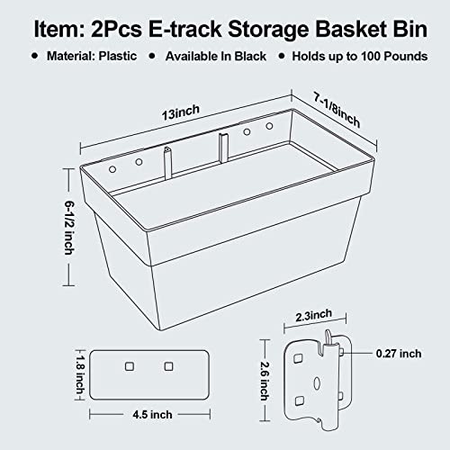 2 Pack E-Track Basket Storage Bin| E Track Box for Tool Organizer - E-Track