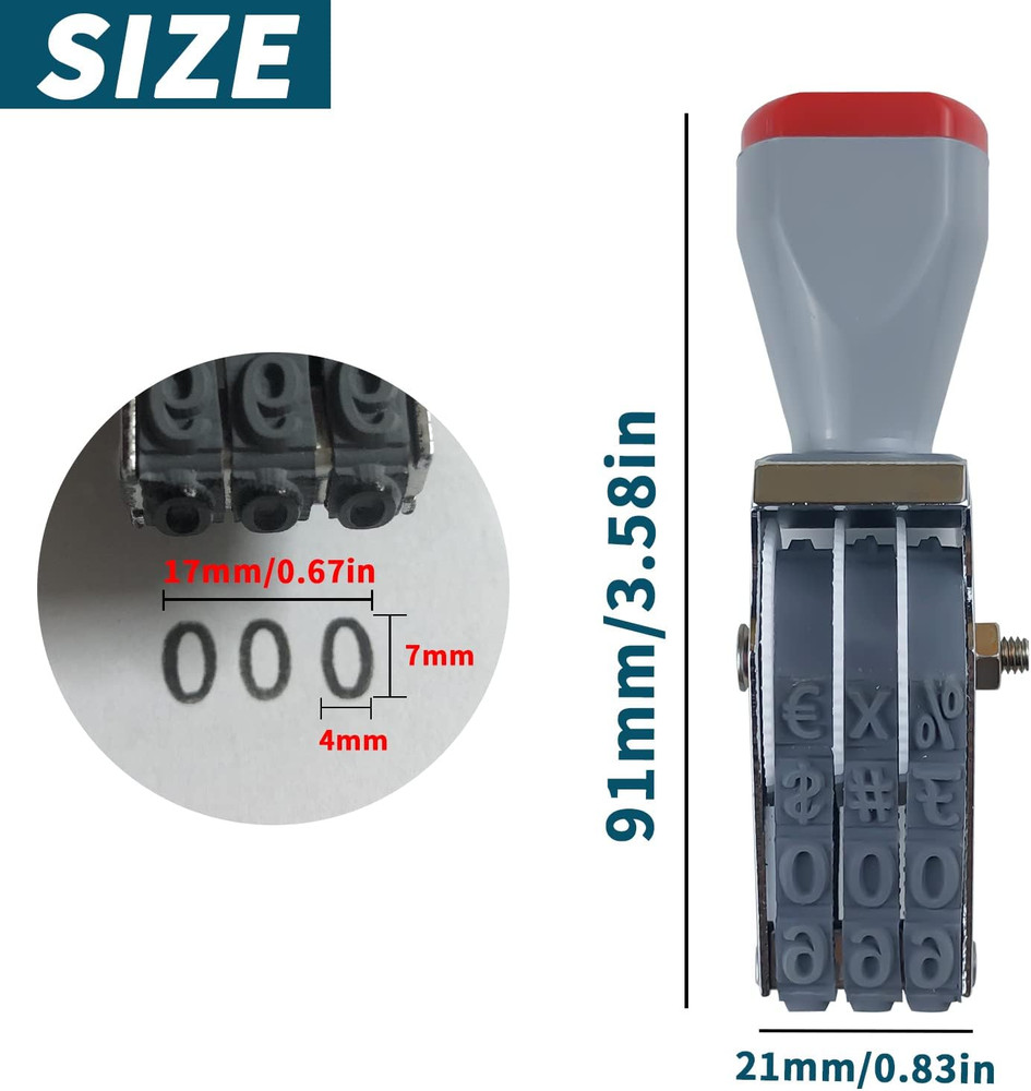 3 Digit Number Stamp, Adjustable Digit Rubber Changeable Numerical Stamp Multi-
