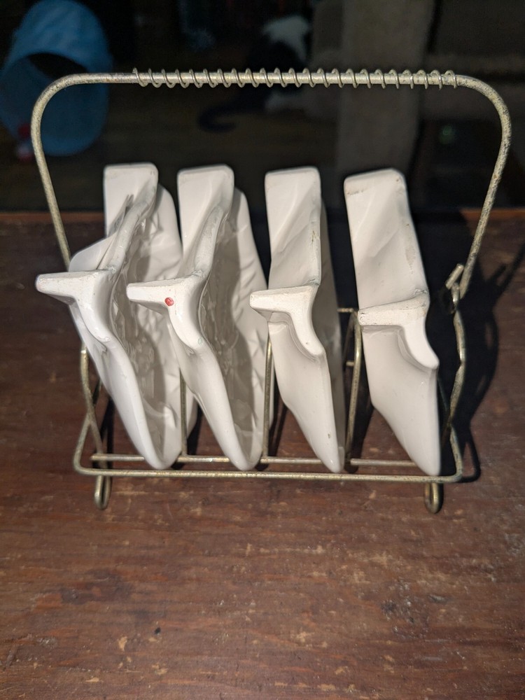 vintage tea bag holder set eagle and shield