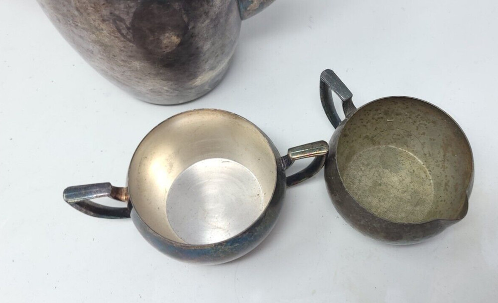 Oneida Silversmiths Coffee Tea Pot Creamer Sugar Set Silver Plate