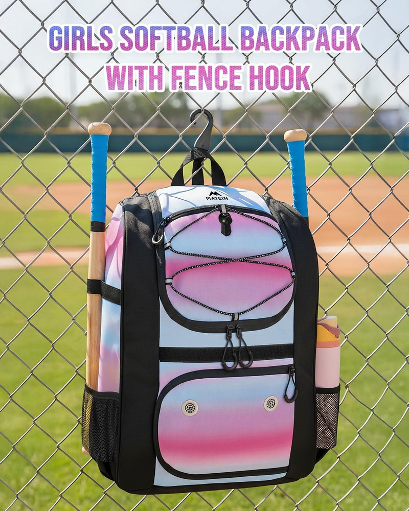 Softball Bag, Lightweight Baseball Backpack with Shoe Compartment, Baseball Bag
