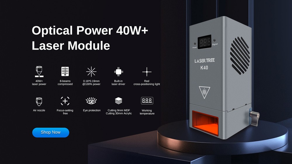 LASER TREE 40W Optical Power Laser Cutting Module Kit K40 Laser Engraver Tools