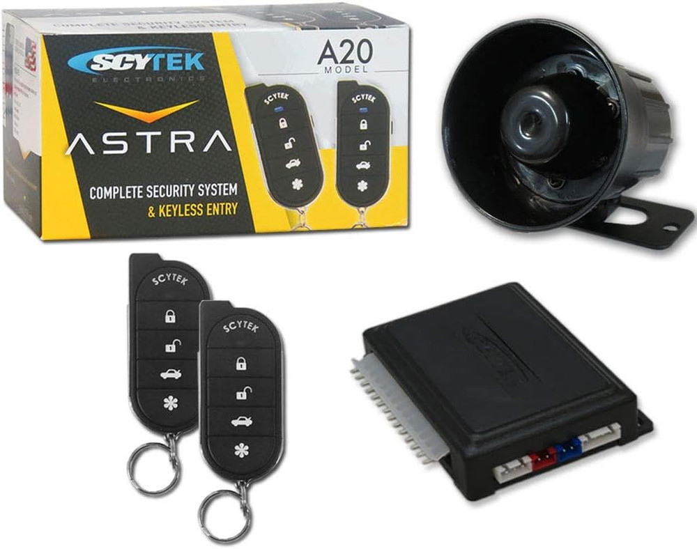 Car Alarm System with Keyless Entry & Two 4-Button Chrome Remotes