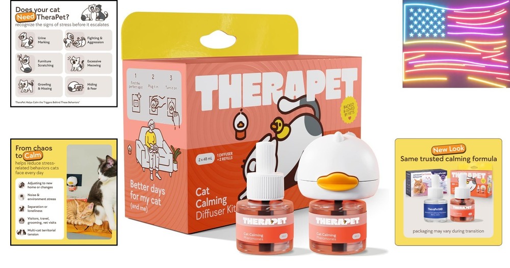 60-Day Cat Calming Diffuser - Cat Pheromone Diffuser for Stress, Pee Spraying...