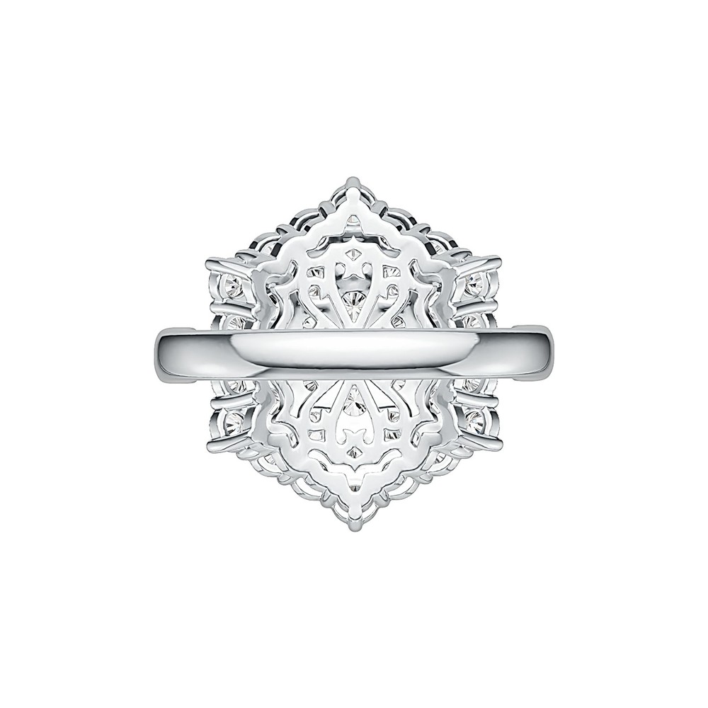 Sterling Silver Cluster Statement Ring with White Topaz or Moissanite
