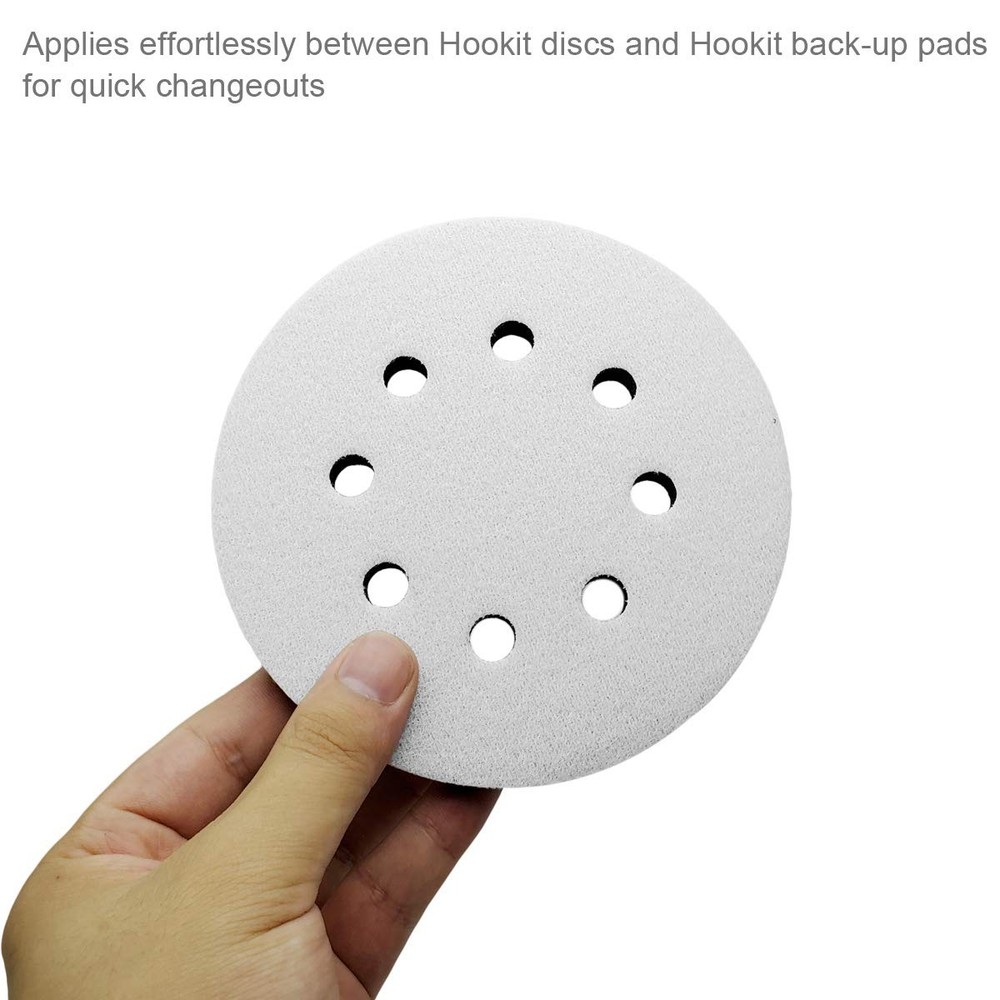2 Pack 5 Inch 8-Hole Sponge Cushion Buffer Hook and Loop Orbital Sander Foam Pad