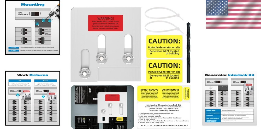 Square D & Homeline Compatible 200 Amp Generator Interlock Kit - Easy Install