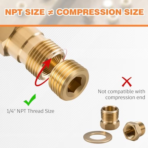 30 Pcs 1/4" NPT Brass Male Pipe Plug Fitting Set Internal Hex Thread Socket