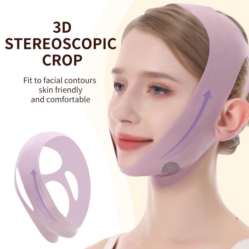 V Line Lifting Mask, Chin Strap for Sleeping, Reusable Double Medium, Pink