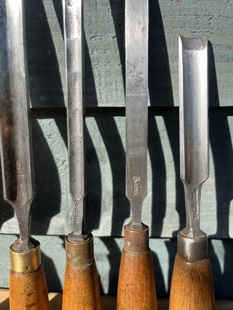 Set Of Vintage Paring Gouges By Sorby & Marples Patternmakers Carpentry Tools