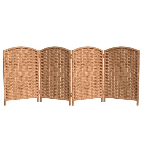 2 ft. Short Diamond Weave Fiber Folding Screen - - 4 Panel Natural