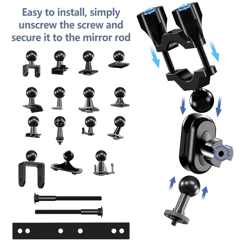 Dash Cam Mount, Rearview Mirror Bracket Installation Kit, for Rove Black