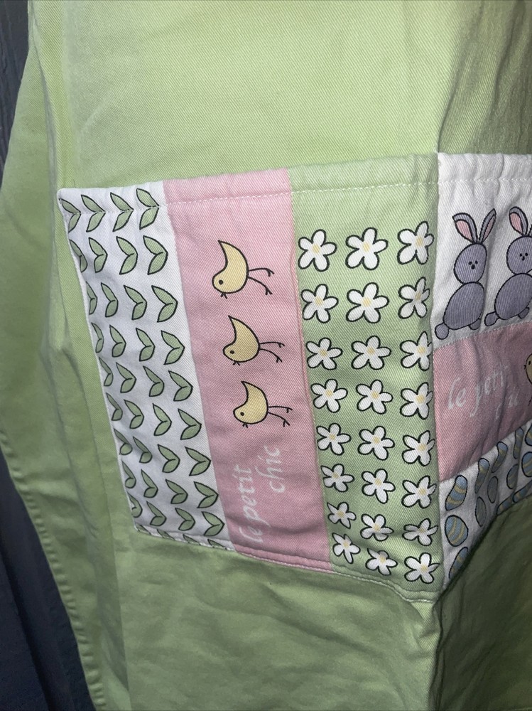 VintageLe Petit Chic Easter Kitchen Apron 2 Large Pockets ,Bunnies- Chics - Eggs