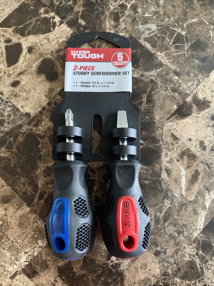 Hyper Tough 2-pc Stubby Screwdriver Set, Slotted & Phillips