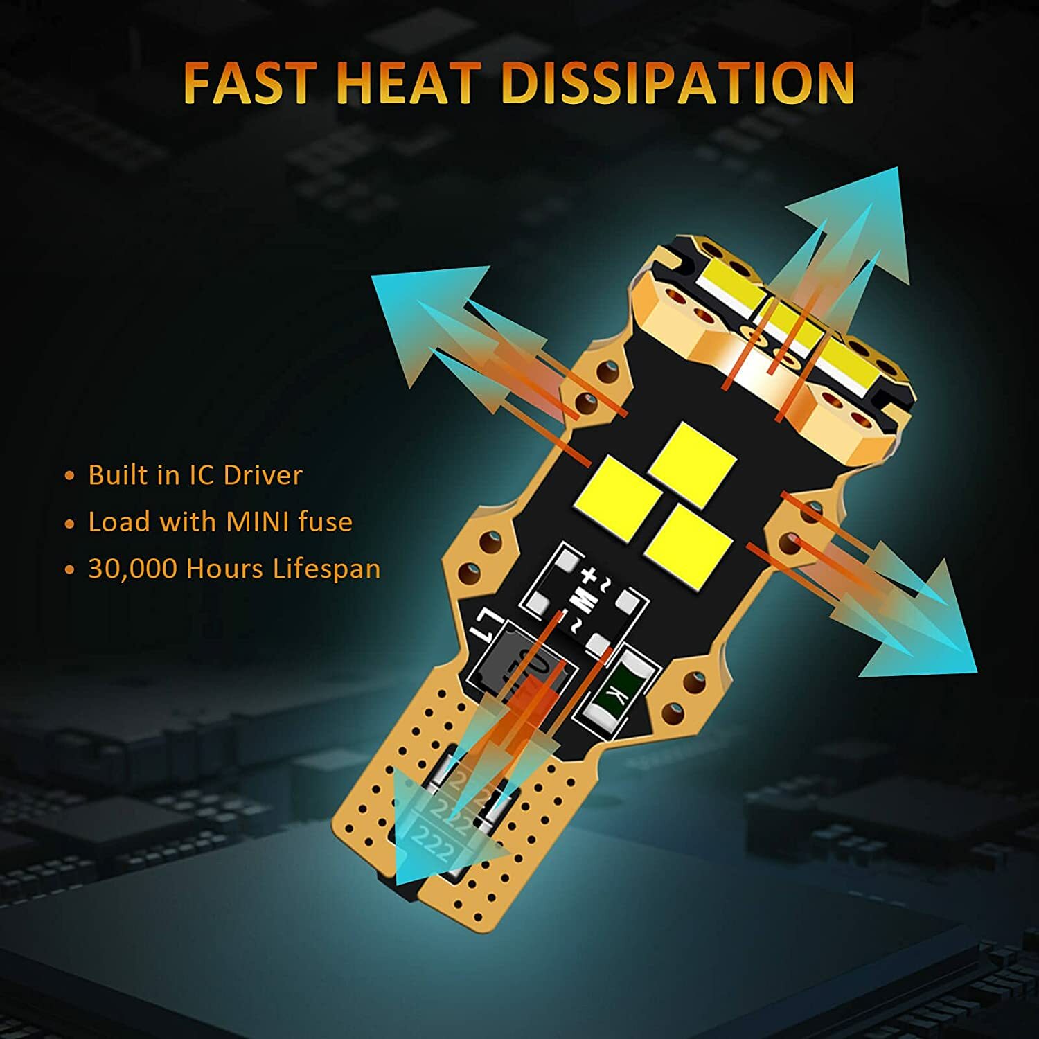 LASFIT LED Reverse Back Up Light Bulb 921 912 W16W T15 906 916 Super White 6000K