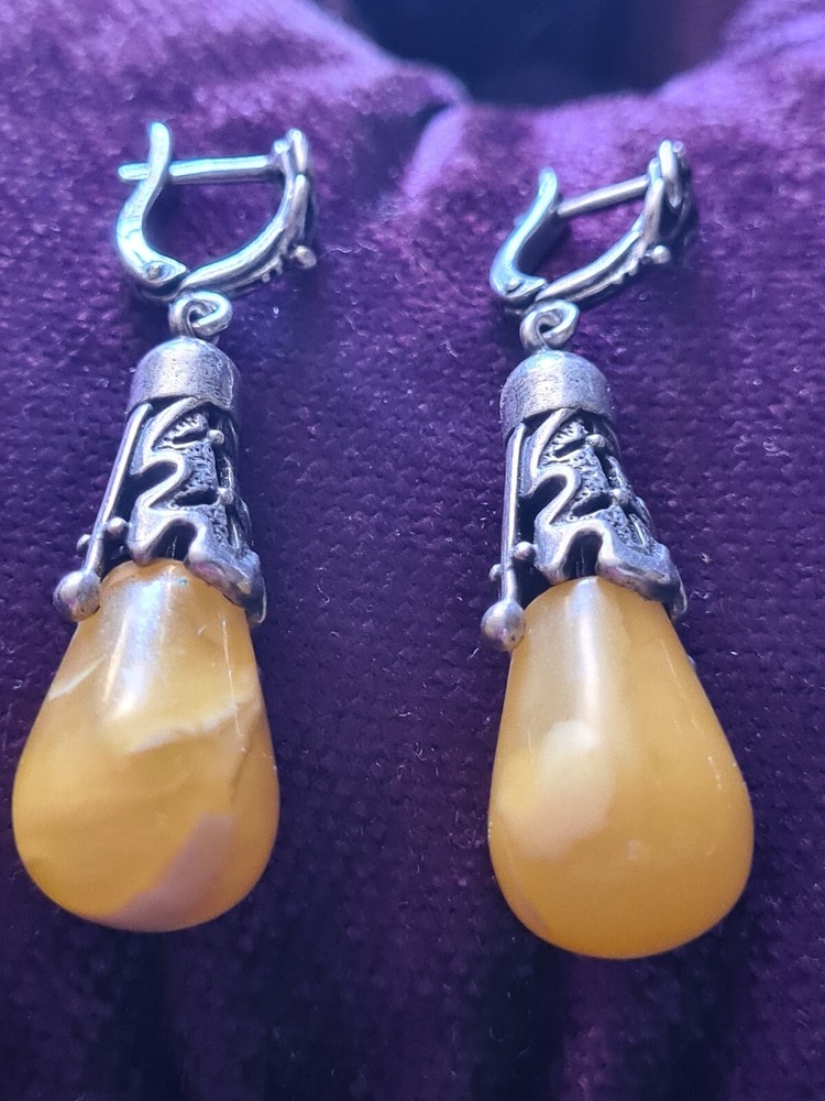 Amber Drop Earring And Pendant Set