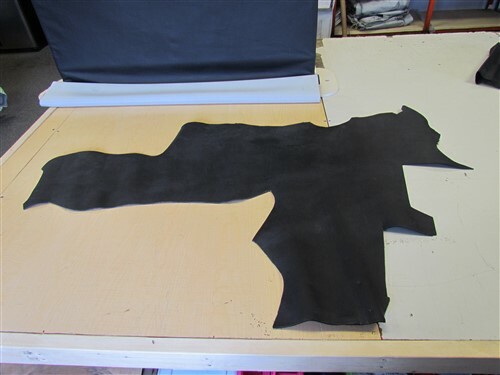 BLACK THICK LEATHER HIDE 64" X 36 1/2"